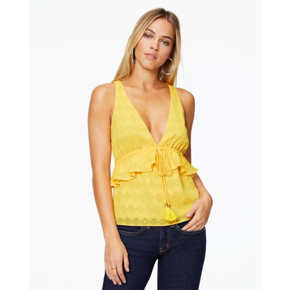 Ramy Brook patterned v neck yellow top